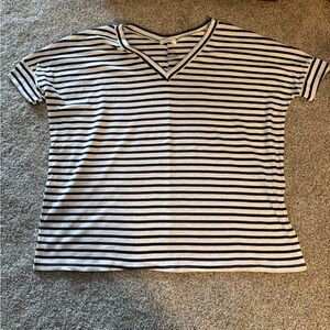 Cherish Navy & White Striped V-Neck Tee